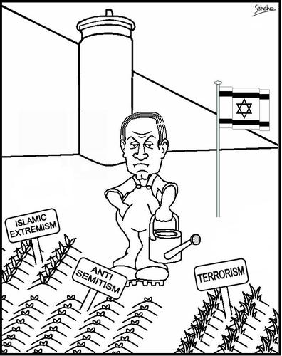 Cartoon: as you sow so shall you reap (medium) by Thamalakane tagged israel,palestine,nethanyahu,west,bank,barrier,terrorism,extremism,zionism,anti,semitism,you