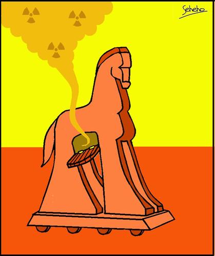 Cartoon: Trojan Horse (medium) by Thamalakane tagged japan,energy,nuclear,horse,trojan