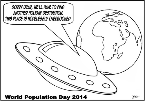 Cartoon: World Population Day (medium) by Thamalakane tagged population,overpopulation,aliens,ufo,spaceship