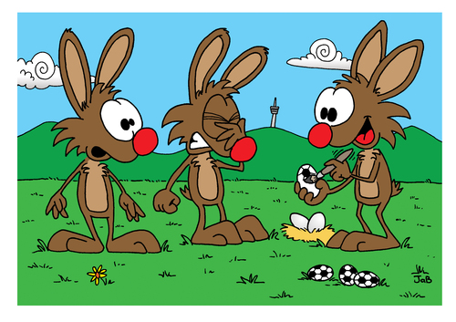 Cartoon: Fußballfieber (medium) by Bruder JaB tagged hase,osterhase,fußball,eier