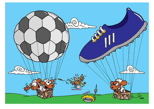 Cartoon: Luftkicker (medium) by Bruder JaB tagged fußball,schaf,lamm,heißluftbaloon,stuttgart