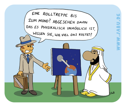 Cartoon: Rolltreppe (medium) by Bruder JaB tagged rolltreppe,scheich,geld,reich