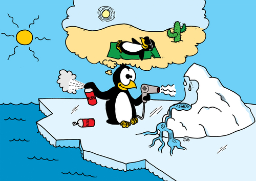 Cartoon: sonnige Aussichten für Pinguine (medium) by Bruder JaB tagged pinguin,südpol,klimawandel,fckw