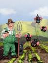 Cartoon: subwoofer (small) by Lemmy Danger tagged mole,farmer,maulwurf,pitchfork,mistgabel