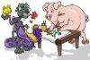 Cartoon: www.danger-magazin.de (small) by Lemmy Danger tagged danger,pig,cat,animal,art,drawing,zeichnen,malen,künstler,katze,schwein