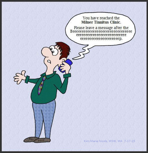 Cartoon: Milner Tinnitus Clinic (medium) by Hearing Care Humor tagged tinnitus,hearing,telephone,beep
