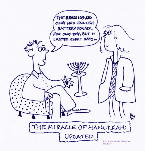 Cartoon: The Miracle of Hanukkah Updated (medium) by Ears and Hearing Humor tagged hanukkah,of,hard,battery,aid,hearing