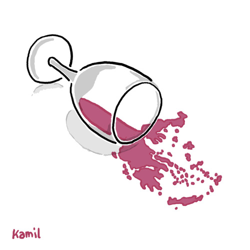 Cartoon: glass of greek wine (medium) by Kamil tagged greece,griechenland,wine,wein