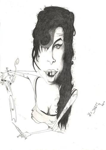 Cartoon: Amy Winehouse (medium) by jaime ortega tagged amy,winehouse,blues,rock,adiccion