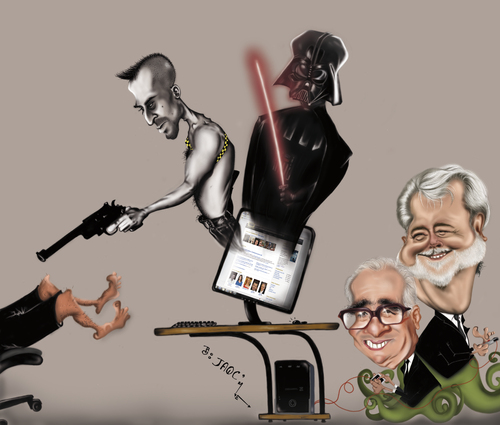 Cartoon: Lo que vemos en la web... (medium) by jaime ortega tagged taxi,driver,darth,vader,martin,scorcese,george,lucas