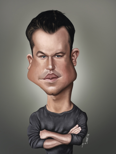 Cartoon: Matt Damon (medium) by jaime ortega tagged matt,damon