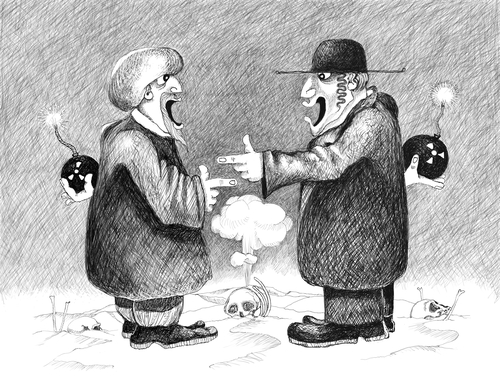 Cartoon: Schurke!!! (medium) by petwall tagged nahost,iran,israel,atompolitik