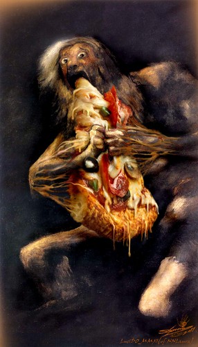 Cartoon: Saturn devourer_Pizza Canibalis (medium) by LuciD tagged saturn,devourer,pizza,canibalis,francisco,de,goya,lucientes,pizzapitch,lucido5,surrelism,times,art,nature,creation,god,divin,zodiac,love,peace,humor,world,fasion,sport,music,real,animals,happy,holy,drawings,cartoon,pictures,photo,cool,mony,football,life,live,sky,flower,light,water,high,tags,lol,friend,children,xxx,tv,ue,3d,q8