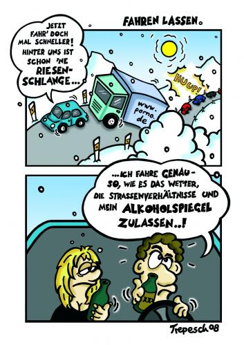 Cartoon: Fahren lassen. (medium) by Marcus Trepesch tagged alcohol,cartoon,road,snow,christmas,funnie,relationship
