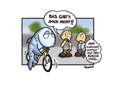 Cartoon: Fischlein (medium) by Marcus Trepesch tagged fish,bike,cartoon,sports