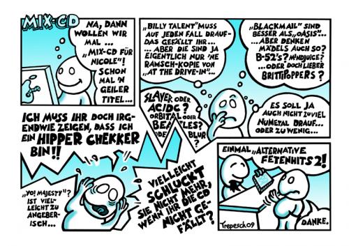Cartoon: Mic-CD (medium) by Marcus Trepesch tagged music,cartoon,funnies,itunes
