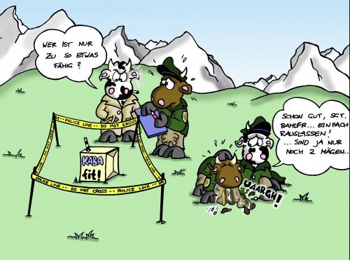 Cartoon: Tatort (medium) by Marcus Trepesch tagged nature,crime,cartoon,cows,detective