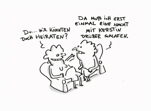 Cartoon: Beischlafgedanken (medium) by Ludwig tagged ehe,schlafen,hochzeit,heirat,ehebruch,entscheidung,partnerschaft,vertrauen,fremdgehen,seitensprung,beziehung