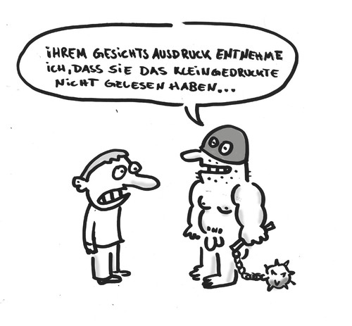 Cartoon: Das Kleingedruckte (medium) by Ludwig tagged vertrag,kleingedruckte,agb,unterschrift,sado,maso