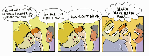 Cartoon: Günstige Masse (medium) by Ludwig tagged liebe,prostitution,fett,billig,anschaffen,zuhälter,nutten,preis,günstig,vollweib,dick