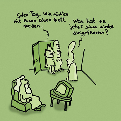 Cartoon: Talking about God (medium) by Ludwig tagged god,zeugen,jehovas,gott,jehovahs,witnesses