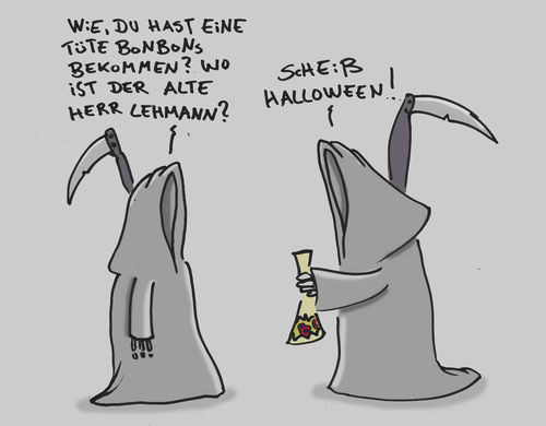 Cartoon: Tod an Halloween (medium) by Ludwig tagged halloween,tod,death,kinder,trick,or,treat,süßes,oder,saures