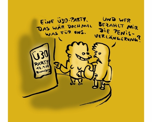 Cartoon: Ü30 und länger (medium) by Ludwig tagged lang,party,ü30,gammelfleischpartys,über,30,disko,länge