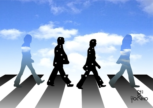 Cartoon: Abbey Road (medium) by Tonho tagged crossing,day,night,road,abbey,beatles,crosswalk