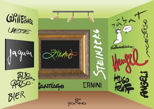 Cartoon: Autograph Gallery (medium) by Tonho tagged autograph,gallery,famous,artists