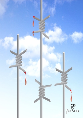 Cartoon: barbwire (medium) by Tonho tagged barbwire,wire,barbed