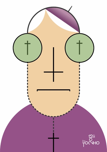 Cartoon: Bishop (medium) by Tonho tagged christ,cross,church,bishop