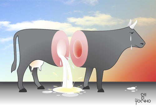 Cartoon: Crying over spilled MILK! (medium) by Tonho tagged milk,crying,cow