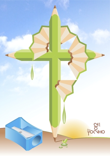 Cartoon: disappoint (medium) by Tonho tagged disappoint,cross,ecology,pencil,crucify