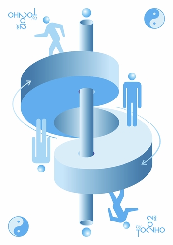 Cartoon: equilibrium way a mutant (medium) by Tonho tagged yang,ying,equilibrium