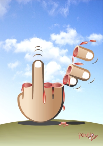 Cartoon: Fuck! (medium) by Tonho tagged fuck,finger,hand