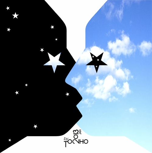 Cartoon: kiss me (medium) by Tonho tagged star,day,night,kiss