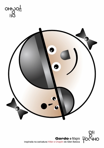 Cartoon: Laurel and Hardy fat and skinny (medium) by Tonho tagged fat,hardy,and,laurel,skinny,yin,yang