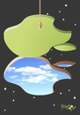 Cartoon: A Window to Heaven (small) by Tonho tagged steve,jobs,window,sky,heaven,blue,trapdoor