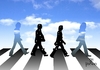 Cartoon: Abbey Road (small) by Tonho tagged beatles,abbey,road,night,day,crossing,crosswalk