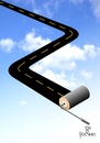 Cartoon: Road II (small) by Tonho tagged road,way,path,sky,star,space