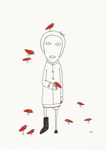 Cartoon: International Cripple Day (medium) by flyingfly tagged cripple,lina,khesina,card,girt,bird,seeds,holiday