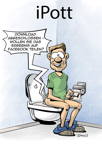 Cartoon: iPott-fein (medium) by Tommestoons tagged ausscheidung,stuhlgang,ergebnis,ereignis,upload,facebook,share,teilen,klosett,toilette,klo,ios,imac,ipad,iphone,ipod,apple