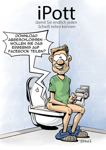 Cartoon: iPott (medium) by Tommestoons tagged apple,ipod,iphone,ipad,imac,ios,klo,toilette,klosett,teilen,share,facebook,upload,ereignis,ergebnis,stuhlgang,ausscheidung