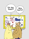 Cartoon: Kunst (small) by Boiselle tagged steffen,boiselle,kunst,bild,farbe,punkte,museum,bilderrahmen,mann,frau,gespräch,gemälde,zeichnung,farbkleckse,farben,bunt,stiche,linien,mantel,wintermantel,ledermantel,jacke,unterhaltung,lustig,cartoon