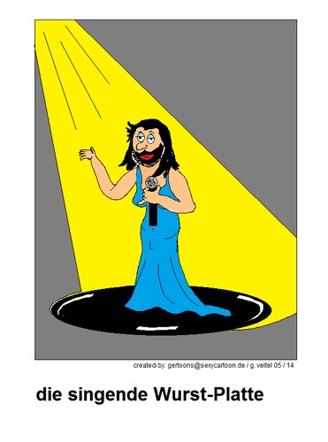 Cartoon: Conchita Wurst (medium) by gert montana tagged conchita,wurst,gertoons,sängerin,österreich,siegerin,esc2014,wurstplatte,rampenlicht