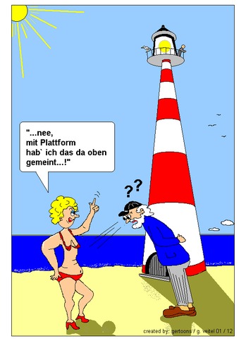 Cartoon: Plattform (medium) by gert montana tagged sylt,strand,plattform,gertoons,leuchtturm