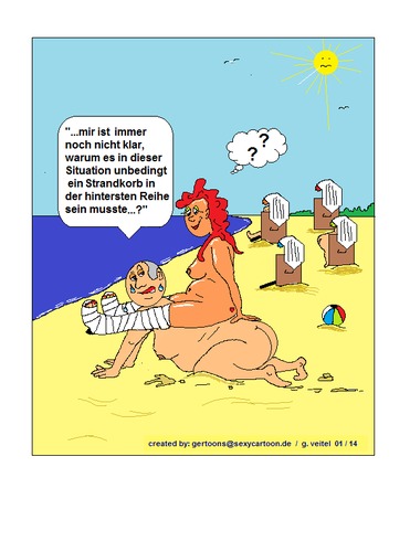 Cartoon: Strandleben (medium) by gert montana tagged gertoons,strandleben,sylt,fkk,strand,badefreuden,meer