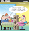 Cartoon: Still at large 108 (small) by bindslev tagged serenade,serenading,serenades,romantic,dinner,dinners,romance,romances,punk,rock,rocker,rockers,live,music,french,restaurant,restaurants,posh,taste,musical