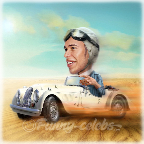 Cartoon: Lewis Hamilton (medium) by funny-celebs tagged lewishamilton,formulaone,f1,car,desert,championship,champion,race,mercedes