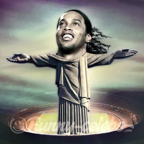 Cartoon: Ronaldinho (medium) by funny-celebs tagged ronaldinho,football,team,soccer,marakana,brazil,goal